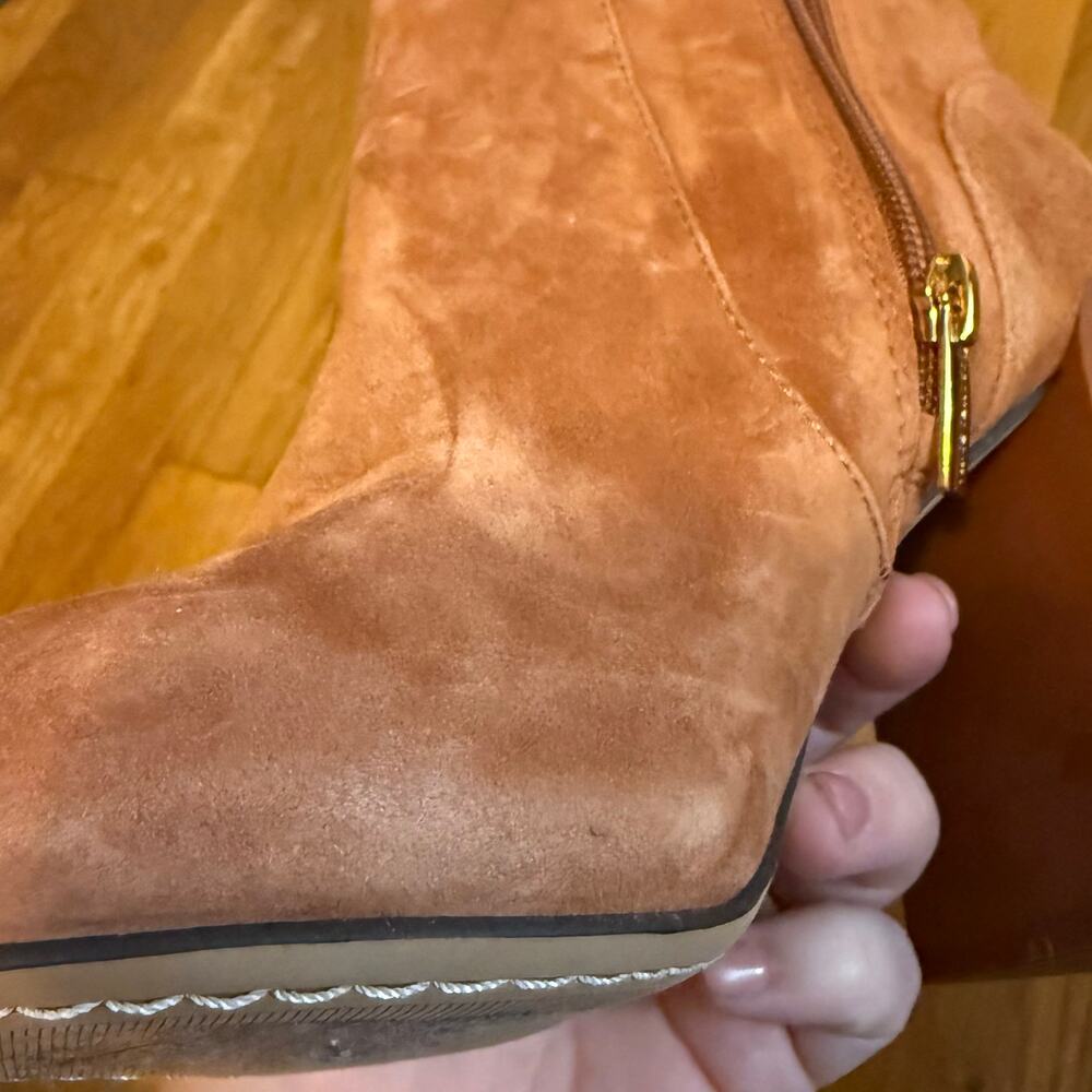 Vince Camuto Womens 8 VC Envernia Brown Suede Leather Chunky Round Toe Booties - Picture 9 of 13